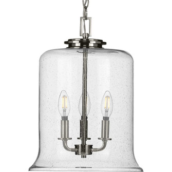 Winslett Collection Three-Light Brushed Nickel Clear Seeded Glass Coastal Pendant Light (149|P500239-009)