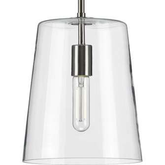 Clarion Collection One-Light Brushed Nickel Clear Glass Coastal Pendant Light (149|P500241-009)