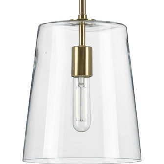 Clarion Collection One-Light Satin Brass Clear Glass Coastal Pendant Light (149|P500241-012)