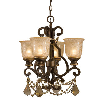 Norwalk 4 Light Golden Teak Swarovski Strass Crystal Bronze Umber Mini Chandelier (205|7504-BU-GT-S)