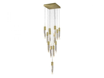 Aspen  13 Light Multi  Pendant in Brushed Brass with Bubbled Crystal (4450|HF1905-13-AP-BB)