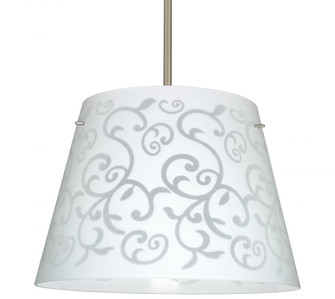 Besa Stem Pendant Amelia 18 Satin Nickel White Damask 3x100W A19 (127|1KT-4394WD-SN)