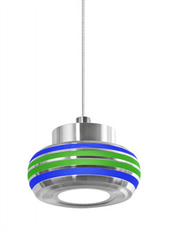Besa, Flower Cord Pendant, Blue/Green, Satin Nickel Finish, 1x6W LED (127|1XT-FLOW00-BLGR-LED-SN)