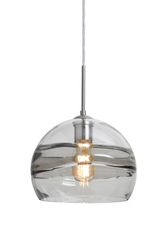Besa Spirit 10 Pendant, Smoke/Clear, Satin Nickel Finish, 1x8W LED Filament (127|1JC-SPIR10SC-EDIL-SN)