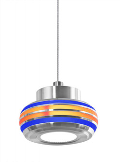 Besa, Flower Cord Pendant, Blue/Amber, Satin Nickel Finish, 1x6W LED (127|1XT-FLOW00-BLAM-LED-SN)