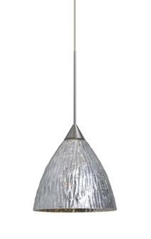 Besa, Eve Cord Pendant, Stone Silver Foil, Satin Nickel Finish, 1x50W MAX GY6.35 Base (127|1XT-EVESS-SN)