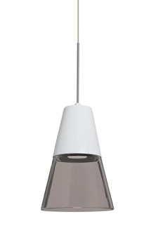 Besa, Timo 6 Cord Pendant, Smoke/White, Satin Nickel Finish, 1x9W LED (127|1XT-TIMO6WS-LED-SN)