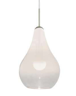 Besa, Leon Cord Pendant, Milky White/Clear, Satin Nickel Finish, 1x9W LED (127|1JT-LEONWC-LED-SN)