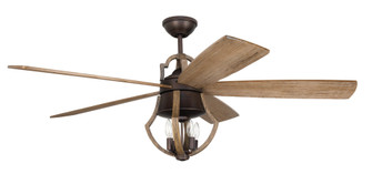 Winton 56'' 5-Blade Ceiling Fan in Aged Bronze Brushed w/ Weathered Pine Blades; Integrated Light (20|WIN56ABZWP5)