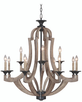 Winton 12 Light Chandelier in Weathered Pine/Bronze (20|35112-WP)