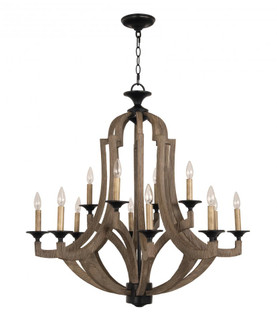 Winton 12 Light Chandelier in Weathered Pine/Bronze (20|35112-WP)