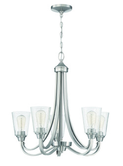Grace 5 Light Chandelier in Brushed Polished Nickel (Clear Seeded Glass) (20|41925-BNK-CS)