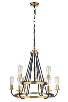 Randolph 9 Light Chandelier in Flat Black/Satin Brass (20|50329-FBSB)