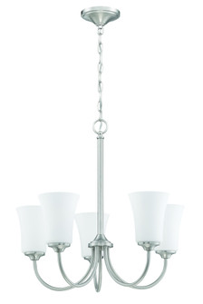 Gwyneth 5 Light Chandelier in Brushed Polished Nickel (White Glass) (20|50425-BNK-WG)