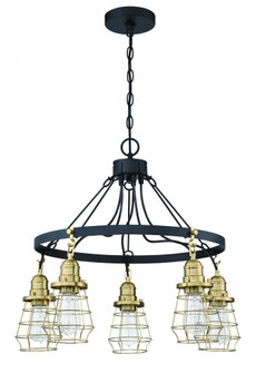 Thatcher 5 Light Chandelier in Flat Black/Satin Brass (20|50625-FBSB)