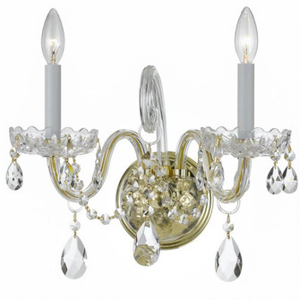 Traditional Crystal 2 Light Hand Cut Crystal Polished Brass Sconce (205|1032-PB-CL-MWP)