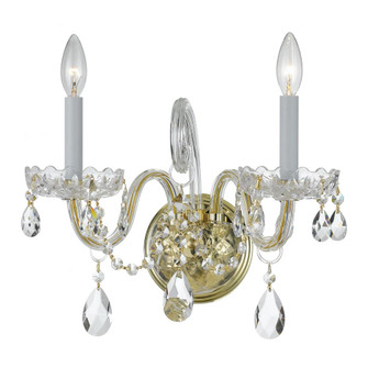 Traditional Crystal 2 Light Hand Cut Crystal Polished Brass Sconce (205|1032-PB-CL-MWP)