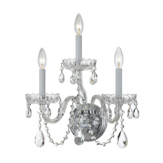 Traditional Crystal 3 Light Swarovski Strass Polished Chrome Sconce (205|1033-CH-CL-S)
