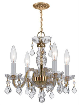 Brass & Crystal Vintage Small Chandelier, 4 Candles