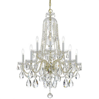 Traditional Crystal 10 Light Swarovski Strass Crystal Polished Brass Chandelier (205|1110-PB-CL-S)