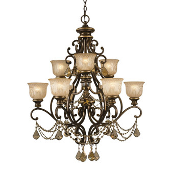 Norwalk 9 Light Golden Teak Hand Cut Crystal Bronze Umber Chandelier (205|7509-BU-GT-MWP)