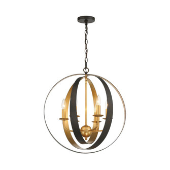 Luna 6 Light English Bronze + Antique Gold Sphere Large Chandelier (205|585-EB-GA)