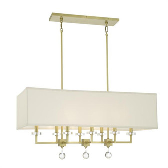 Paxton 8 Light Aged Brass Linear Chandelier (205|8109-AG)