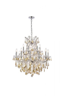 Maria Theresa 19 light Chrome Chandelier Golden Teak (Smoky) Royal Cut Crystal (758|2800D30C-GT/RC)