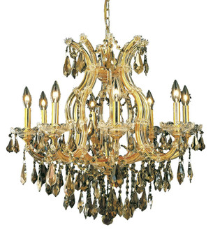 Maria Theresa 9 Light Gold Chandelier Golden Teak (Smoky) Royal Cut Crystal (758|2801D26G-GT/RC)