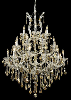 Maria Theresa 28 light Chrome Chandelier Golden Teak (Smoky) Royal Cut Crystal (758|2801D38C-GT/RC)