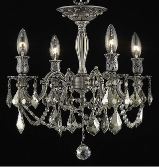 Rosalia 4 Light Pewter Flush Mount Golden Teak (Smoky) Royal Cut Crystal (758|9204F17PW-GT/RC)