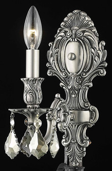 Monarch 1 Light Pewter Wall Sconce Golden Teak (Smoky) Royal Cut Crystal (758|9601W5PW-GT/RC)