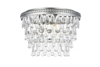 Nordic 3 light antique silver Flush Mount Clear Royal Cut Crystal (758|1219F15AS/RC)