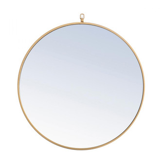 Metal frame Round Mirror with decorative hook 28 inch Brass finish (758|MR4055BR)