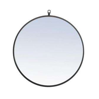 Metal frame Round Mirror with decorative hook 24 inch Black finish (758|MR4051BK)