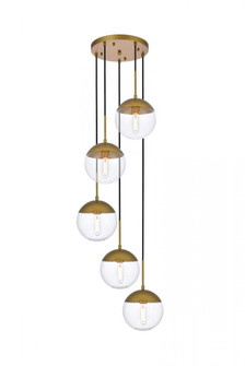 Eclipse 5 Lights Brass Pendant With Clear Glass (758|LD6079BR)