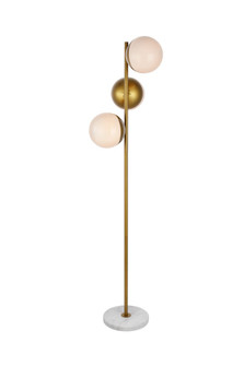 Eclipse 3 Lights Brass Floor Lamp with Frosted White Glass (758|LD6162BR)
