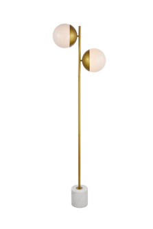 Eclipse 2 Lights Brass Floor Lamp with Frosted White Glass (758|LD6114BR)