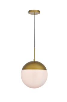 Eclipse 1 Light Brass Pendant with Frosted White Glass (758|LD6042BR)