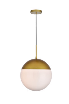 Eclipse 1 Light Brass Pendant with Frosted White Glass (758|LD6048BR)
