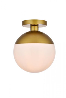 Eclipse 1 Light Brass Flush Mount With Frosted White Glass (758|LD6066BR)