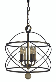 4-Light Mahogany Bronze/Antique Brass Nantucket Chandelier (84|4414 MB/AB)