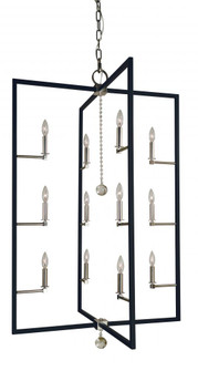 12-Light Polished Nickel/Matte Black Minimalist Elegant Foyer Chandelier (84|5369 PN/MBLACK)