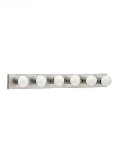 Center Stage traditional 6-light indoor dimmable bath vanity wall sconce in brushed stainless silver (38|4739-98)