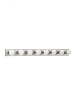 Center Stage traditional 8-light indoor dimmable bath vanity wall sconce in brushed stainless silver (38|4740-98)
