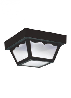 Outdoor Ceiling traditional 1-light outdoor exterior ceiling flush mount in black finish with clear (38|7567-32)