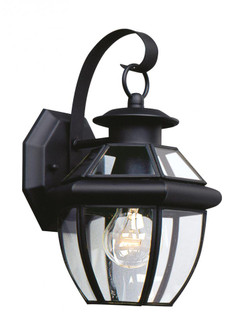 Lancaster traditional 1-light outdoor exterior small wall lantern sconce in black finish with clear (38|8037-12)