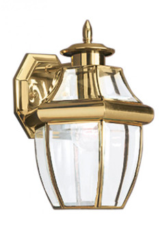 Lancaster traditional 1-light outdoor exterior medium wall lantern sconce in polished brass gold fin (38|8038-02)