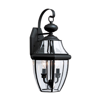 Lancaster traditional 2-light outdoor exterior wall lantern sconce in black finish with clear curved (38|8039-12)