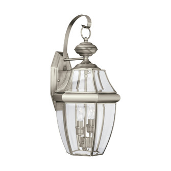 Lancaster traditional 2-light outdoor exterior wall lantern sconce in antique brushed nickel silver (38|8039-965)